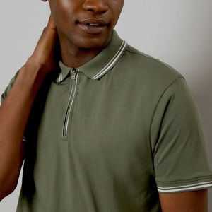 Venta al por mayor de alta calidad liso Casual cremallera Polo camisetas Piqué tela más tamaño Golf Polo personalizado bordado Logo Polo de los hombres - Product Image 5