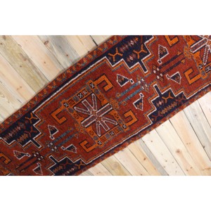 Tapis turc de 2,6 x 11,5 pieds, tapis géométrique brun vintage - Product Image 2