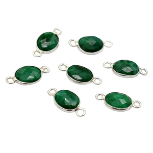 Conector de piedras preciosas esmeralda de 17X8mm(2 bucles), Plata de Ley chapada en oro de 18 quilates, forma geométrica, fabricación de joyas, abalorio, C152-153 - Product Image 2