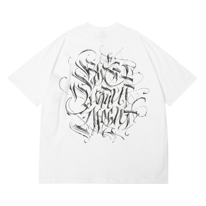 เสื้อเชิ้ตแขนสั้นทรงหลวม280ก. สำหรับผู้ชายผ้าฝ้ายลายตัวอักษรแฟนซีคุณภาพสูง - Product Image 4