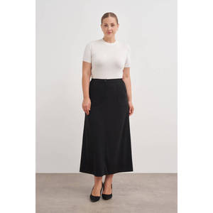 Jupe droite en cuir avec poches et fermeture éclair, en soie brodée respirante pour l'hiver et le printemps - Product Image 4
