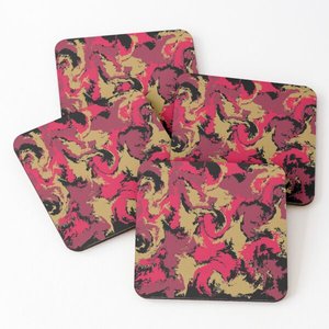 Wood Coaters Multi Color with Printed Tea Cup Serving Coasters 4 Pieces Set Hot Selling Home and Kitchen Kitchen Supplies - Product Image 1