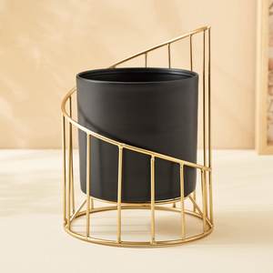 Accent Planter Office Home Kitchen Decorative Sheet Iron Matte Black Finished Flower Pot Planter With <b>Gold</b> Stand Home Decoration - Product Image 4