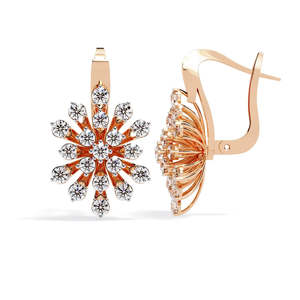 Elegant <b>14K</b> Yellow <b>Gold</b> Round Lab Grown Diamond Cluster <b>Earrings</b> for Women Wedding Engagement Anniversary Gift Jewelry - Product Image 5