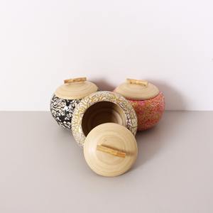 Top box et pot bocaux ronds en bambou de haute qualité avec couvercle de couleur naturelle produits au Vietnam - Product Image 5