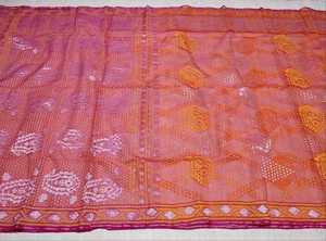 Tendance Deshi Dhakai ROUGE Jamdani Sharee Haute Qualité pour Femme JAMDANI FABRIC BlueGREEN Golden Sky Blue du Bangladesh - Product Image 4