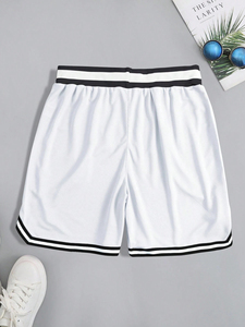 Shorts de basketball et de plage respirants pour hommes en polyester/coton avec cordon de serrage, personnalisables, vente en gros - Product Image 5