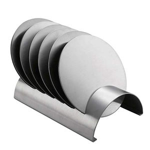 Ensemble de sous-verres en acier inoxydable, sous-verres en métal argenté, ensemble de sous-verres faits à la main de 6 pièces avec support - Product Image 5