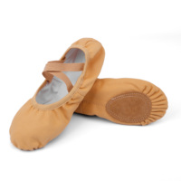 Clásicas Zapatillas de Ballet Color Rosa Claro para Niñas y Mujeres, con Parte Superior de Lona Elástica, Forro de Algodón y Suela de Cuero Genuino - Zapatos de Baile