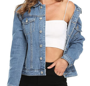 Latest Design Women's <b>Denim</b> Jacket Good <b>Material</b> OEM Services Good Selling Custom Color Women's <b>Denim</b> Jacket - Product Image 5