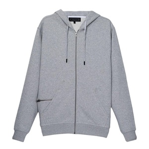 Sudadera con capucha y cremallera para hombre, de algodón pesado de 500 g/m², corte regular, negra, lisa, con logotipo personalizado, bordada y con cuentas, estilo urbano, para otoño - Product Image 1