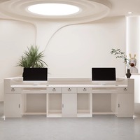 Bureau de réception moderne en MDF, coins arrondis, écologique, résistant aux taches, bureau de service commercial haut de gamme pour hôpital, supermarché
