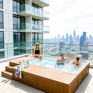 Piscine hors sol portable en fibre de verre pour toute la famille, dimensions personnalisées, petite taille, pour cour extérieure, adultes et enfants - Product Image 1
