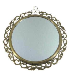 Marco decorativo de espejo colgante de pared de forma redonda de Metal y cristal antiguo para decoración del hogar, dormitorio, sala de estar, uso en el baño - Product Image 1