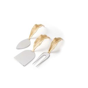 Impresionante Juego de Cuchillos para Queso de Metal y Ratán de Diseño para Eventos y Cenas de Lujo, Herramientas para Queso de Metal Dorado para Regalos de Boda - Product Image 4