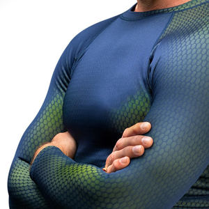 Impresión personalizada por sublimación Rash Guard Unisex Fighting Boxing BJJ MMA Running Ligero 100% Poliéster Logotipo personalizado OEM - Product Image 5