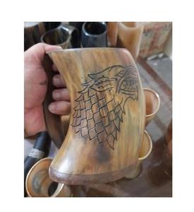 Tasse à café décorative en céramique de qualité indienne, nouveau design, avec support en corne, style corne de boisson viking naturelle, provenant d'Inde - Product Image 1