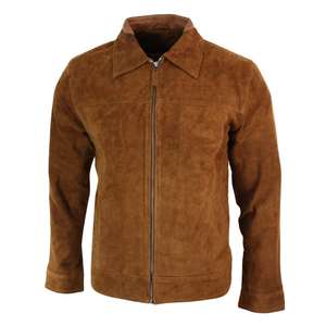 Wholesale Custom Design Genuine Leather Short Zipper Brown <b>Suede</b> <b>Jacket</b> <b>for</b> <b>Men</b> - Product Image 4