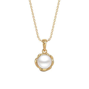 Collar con Colgante Aki de Plata de Ley 925 CLARA con Cadena, Perla Real, Chapado en Oro y Rodio, Regalo para Mujeres y Niñas - Product Image 1