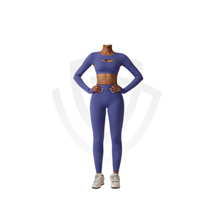 Conjunto Deportivo de 2 Piezas para Mujer, Shorts de Cintura Alta y Top Deportivo Corto con Logotipo Frontal, Diseño Sólido para Correr, Yoga y Entrenamiento - Product Image 1