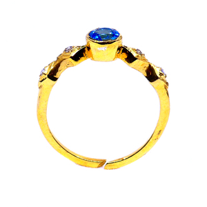 Shining Sterling Silver 925 <b>Blue</b> Topaz Gemstone Vintage Style Fashion Finger Adjustable Classic Diamond Ring - Product Image 4