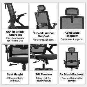 Allinhome S3002 Standard <b>Black</b> <b>Office</b> <b>Chair</b> with Adjustable Headrest Modern Design for Study Manufactured - Product Image 3