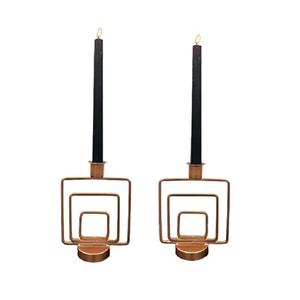 Candelabros geométricos de metal toque sofisticado para mesas de comedor salas de estar u ocasiones especiales. - Product Image 1