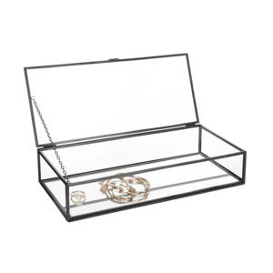 Nueva Caja de Almacenamiento de Joyas de Metal y Vidrio de Estilo Moderno, Marco Negro, Organizador de Anillos de Latón, Uso en Paquetes al por Mayor - Product Image 5