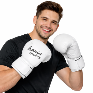 ถุงมือชกมวยยูนิเวอร์แซล 8 ออนซ์ สีทอง ทนทาน ผลิตโดยไพรม์ฟอร์ซ ถุงมือชกมวยสีขาว ระดับมืออาชีพ - Product Image 3