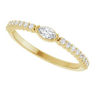 Stuller <b>Dainty</b> Marquise Cut Diamond Accented Stackable <b>Ring</b> 124453:115P 14KY Engagement Fine Jewelry Rhodium Plating Setting - Product Image 5