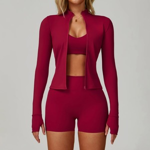 Ensemble de Yoga pour Femmes, Survêtement de Sport, Soutien-Gorge, Leggings, Shorts, Ensemble Gym, Fitness, Push Up, Vêtements d'Entraînement, 3 Pièces - Product Image 5