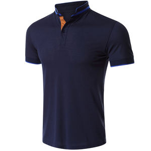 Moda de los Hombres Nuevo diseño de verano raya cuello acanalado Color transpirable liso manga corta transpirable Polo camiseta camisetas - Product Image 3