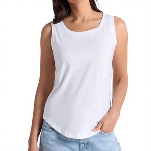 Women's <b>White</b> Knitted Eco-Friendly 100% Cotton Breathable Scoop Neck Tank Top Casual Solid Color Sleeveless Tops Regular Length - Product Image 1