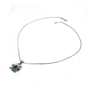 สร้อยคอหินหลายเม็ดสีเงินสเตอร์ลิง925สวยงามทันสมัยสำหรับคนเกิดในงานแต่งงานหรือของขวัญครบรอบ - Product Image 1