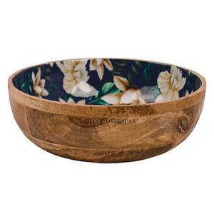 Taille personnalisée et logo disponible ensemble de 4 bols de table de service de forme ronde en bois d'excellente qualité d'Inde - Product Image 5