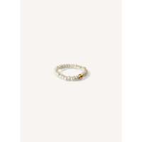 Anillo Unisex Biwa de Oro Sólido de 14k con Incrustaciones de Perlas en Forma de Bola, Estilo Vintage, Talla Única, Ideal para Regalo y Ocasiones Especiales