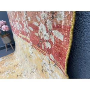 5.2x9.6 ft Rug, Turkish Vintage Rug, <b>Yellow</b> <b>Wool</b> Rug - Product Image 3