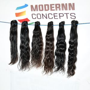 Perruques vierges naturelles noires cuticules alignées aucun traitement chimique cheveux humains du temple indien perruques indiennes brutes ondulées profondes lâches - Product Image 1