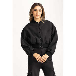 Chaqueta Sintética Acolchada con Cuello Alto para Mujer WM-JKT-WS24-086, Forro de Spandex Teñido Liso con Aspecto de Piel de Oveja para Primavera y Otoño - Product Image 4