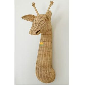 Modèle de décoration de chambre de bébé en forme de tête de girafe en rotin tissé - Product Image 1