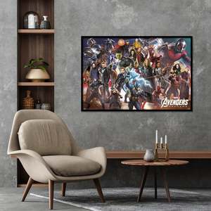 Avengers Endgame Modern Style <b>Poster</b> Line up Black Frame Paper Material for Wall Decor - Product Image 1