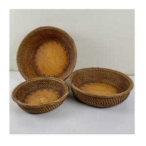 Colección de Tazones de Ratán Eco Chic, Tazón de Ratán Tejido a Mano Funcional para Decoración del Hogar de Estilo Bohemio Esta Temporada - Product Image 1