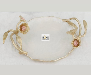 Plateaux décoratifs de luxe en métal blanc et or pour Fruits et chocolat - Product Image 4