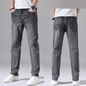 Custom Denim Mid <b>Waist</b> Casual Pants for <b>Men</b> Business <b>Jeans</b> <b>Men's</b> <b>Jeans</b> Formal Regular <b>Men</b> Pants Breathable Custom Fashion - Product Image 3