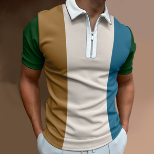 Alta calidad, cómodo y transpirable, personalizado para diseño de camiseta Polo, Jersey ajustado con cremallera y panel de contraste, patrón sólido - Product Image 1