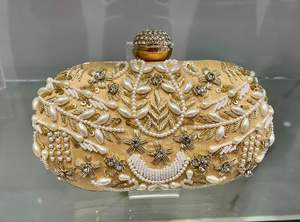 Sac à main perlé de luxe avec broderie perle décoration pochette élégante pour les mariages grands événements fêtes fermeture à bouton durable - Product Image 3