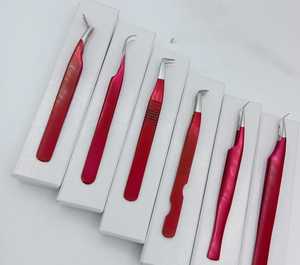 <b>Eyelash</b> Extension Fiber Tip Stainless Steel Anti-Magnetic Smooth Tip Tweezers Lash <b>Applicator</b> Set for Make-up Artists - Product Image 3