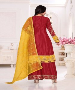 DESIGNER SILK EMBROIDERY SEQUENCE WORK TOP PALAZZO DUPATTA FESTIVE WEAR WHOLESALE PRICE ETHNIC GARMENT AFRICAN CLOTHING - Product Image 3