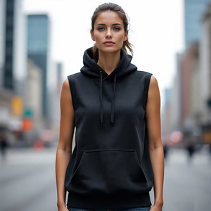 Women's Athletic <b>Sleeveless</b> Pullover <b>Hoodie</b> Summer Fashion Polyester Training Vest for Running-for Winter and Autumn - Product Image 5