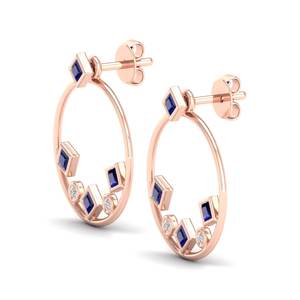 REYES Precio al por Mayor, Pendientes de Aro de Plata de Ley 925 con Moissanita y Zafiro Azul, Joyería Fina para Mujer - Product Image 3